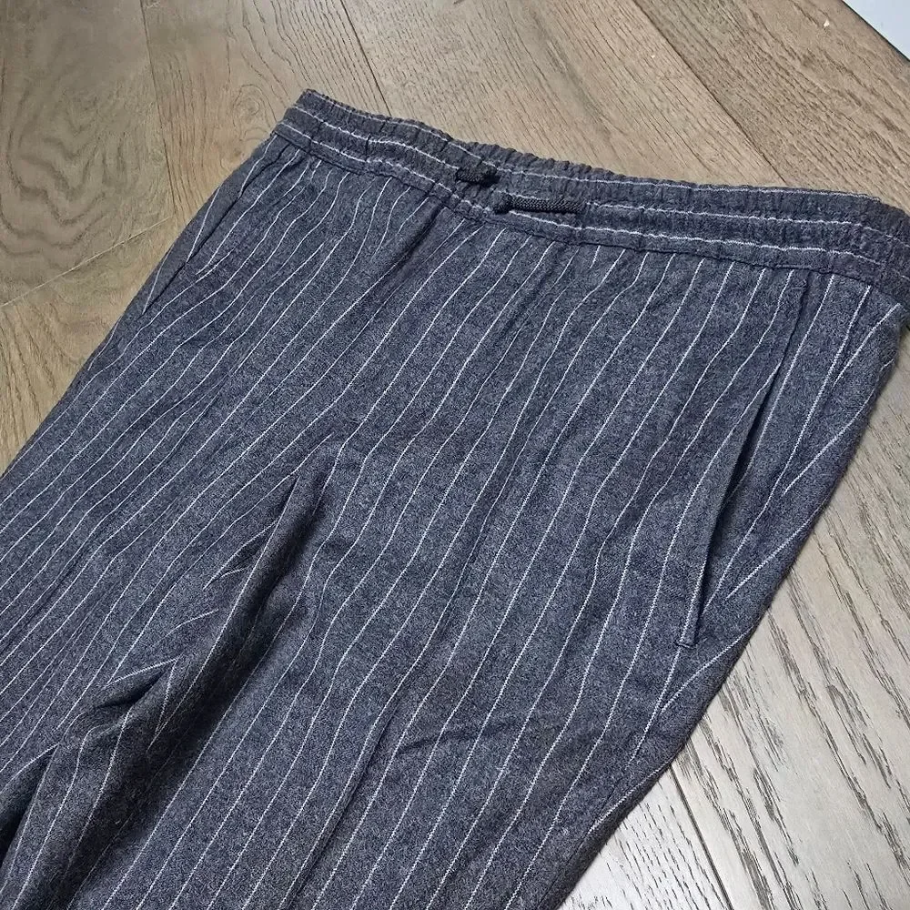 Sandro Wool Pinstripe Straight Leg Pants in Anthracite